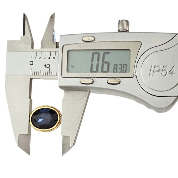 1928 Brand Gold Tone Oval Blue Faceted Lucite Post Earrings, L813 - Picture 6 of 7